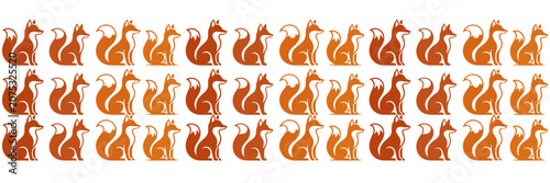 Foto Vector Seamless Background Featuring Rows of Sitting Orange Fox Silhouettes