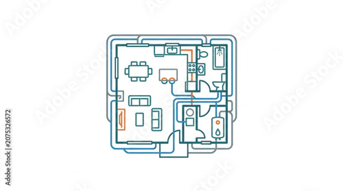 Modern Apartment Floor Plan Blueprint Design.