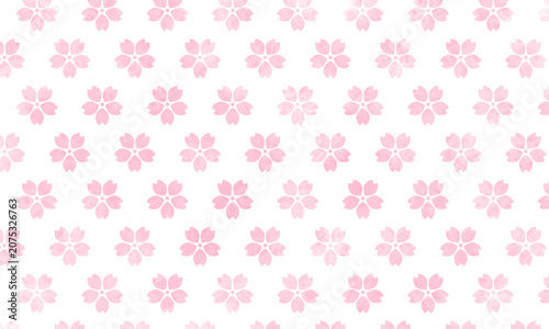 水彩ピンクの桜パターン背景　透過