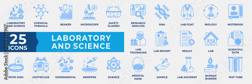 Tableau sur toile Laboratory and Science icon set