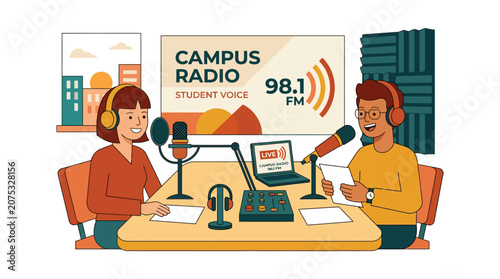 Students Broadcasting Live on Campus Radio Station