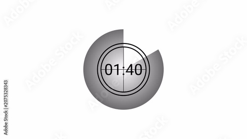2 minutes countdown 4k animation from 120 seconds to 0 seconds with alpha channel, two minute countdown timer on transparent background, 2 minute digital timer  video in  hours, minutes, seconds