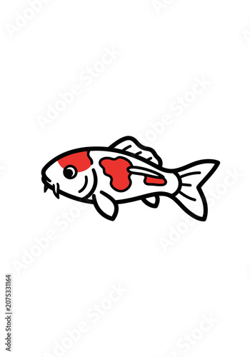 Simple koi fish illustration with red and white markings