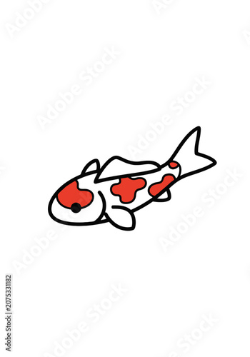 Simple cartoon koi fish with red and white markings