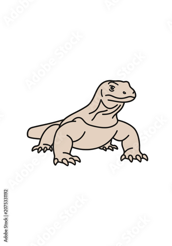 Simple cartoon komodo dragon on white background