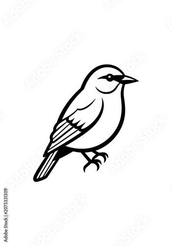 Stylized black and white sparrow icon