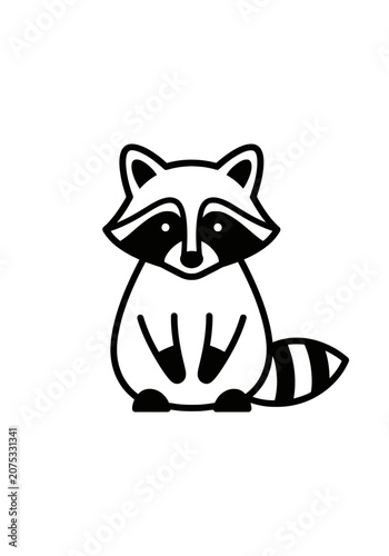 Cute cartoon raccoon with striped tail