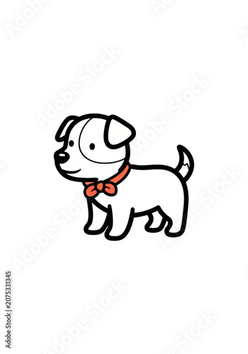 Cute cartoon dog with orange bow tie
