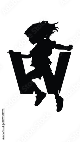 Silhouette of a Child Playing on Swing Set.