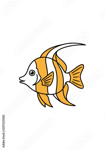 Orange and white striped butterflyfish cartoon