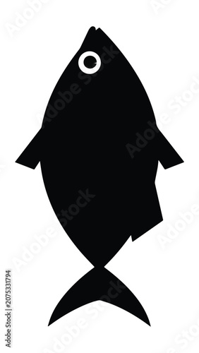 Silhouette of a Fish with Open Mouth and Fins.