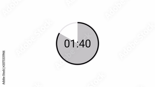 2 minutes countdown 4k animation from 120 seconds to 0 seconds with alpha channel, two minute countdown timer on transparent background, 2 minute digital timer  video in  hours, minutes, seconds