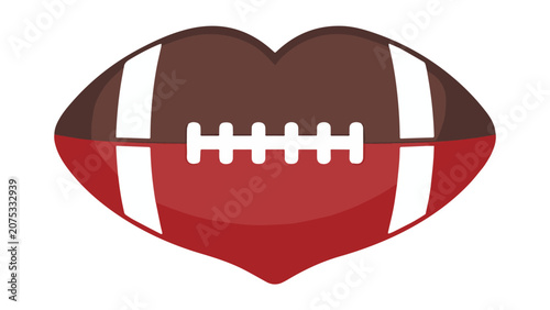 Close-up of American Football with Brown and Red Colors.