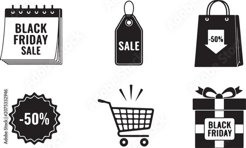 Vector Icon Bundle: Black Friday Sale, Cinema, Microphones & Web UI