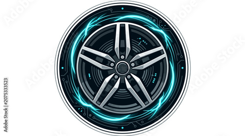 Glowing Car Wheel Rim.