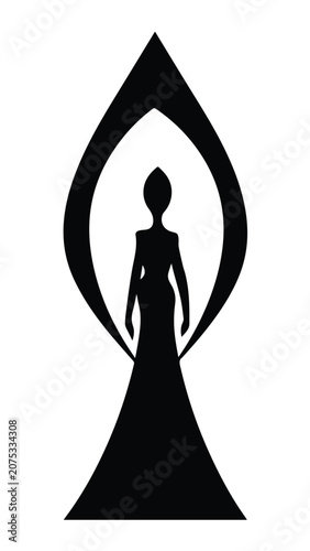 Symbolic Human Figure Inside Flame Design for Spirituality and Inspiration.