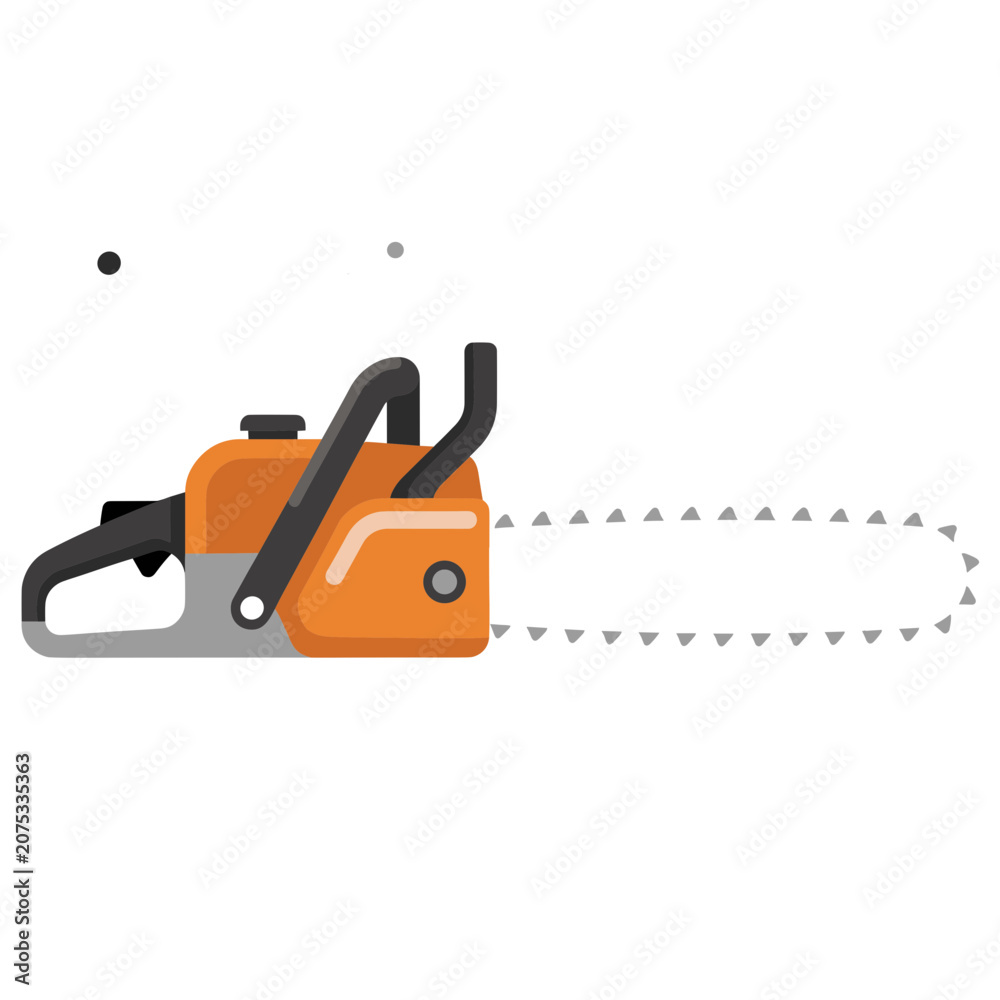 Naklejka premium Orange chainsaw flat vector illustration
