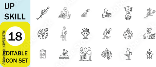 Konstfotografi Up Skill line style icon set