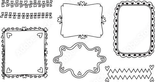 Hand-Drawn Vector Set: Decorative Frames, Arrows, Hearts & Doodle Elements