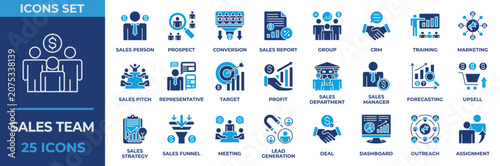 Fotografie Sales Team Icon Collection Set