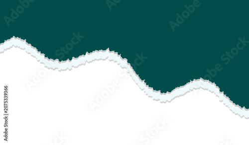 Fotografía Torn paper edge with white and teal sections during a subtle reveal concept isol