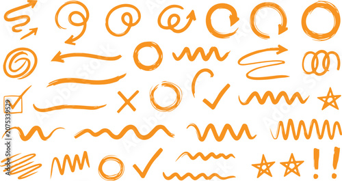 Colorful Kawaii Doodle Sticker Vector Set: Frames, Arrows, Hearts & Floral Elements
