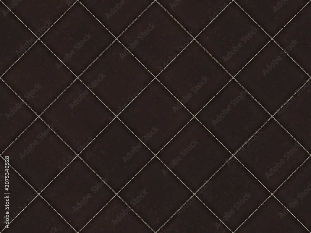 Fototapeta premium Dark Brown Leather Geometric Diamond Pattern with Seamless Textured Background