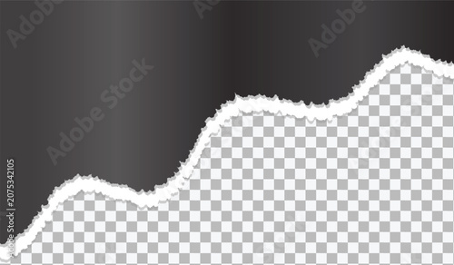 Torn paper revealing a checkered background with rough edges and a dark gradient overlay