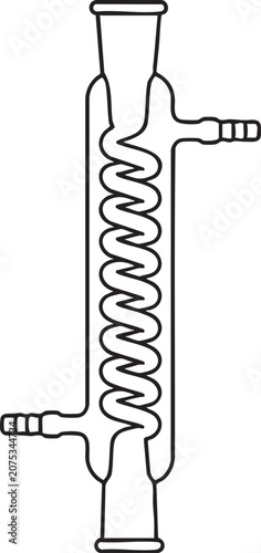 Graham condenser spiral laboratory glass apparatus for distillation and cooling chemical vapors with condenser laboratory distillation chemistry