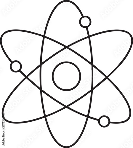 Atom structure icon with orbiting electrons around nucleus representing physics and scientific research electron chemistry scientific molecule research