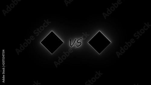 Photography Two black diamonds with white outline and glow, versus symbol on black