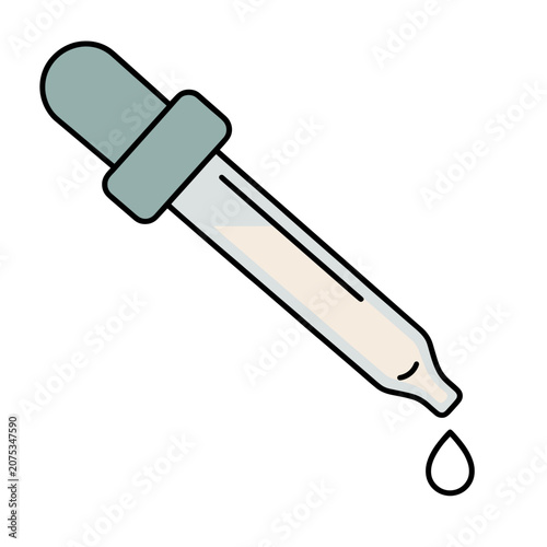 Flat vector illustration of a dropper with liquid