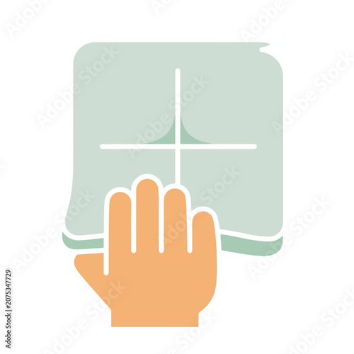 Hand holding smartphone with crosshair on screen