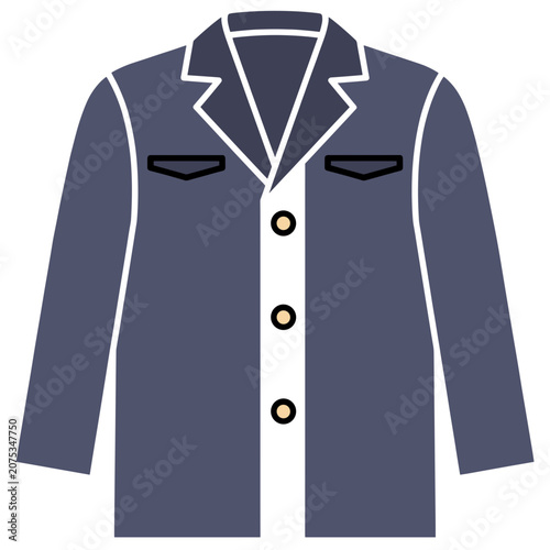 Navy Blue Blazer Jacket Flat Vector Illustration