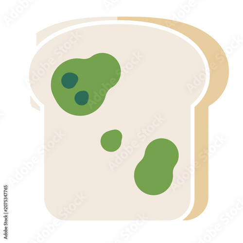 Moldy Bread Slice with Green Fungus