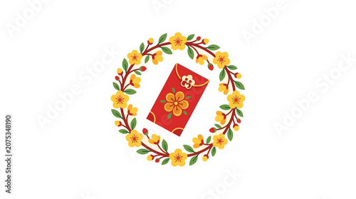 Quadro su tela Minimalist flat design single icon of a Vietnamese Tet Lunar New Year celebratio