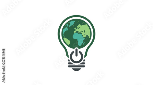 Minimalist Flat Light Bulb Icon for Earth Hour Global Environmental Awareness Concept in White Outline Design