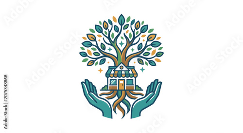 Minimalist Flat Icon of Independent Storefront for Small Business Saturday Local Shopping Concept in White Space Design