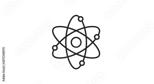 Tableau sur toile Atom symbol with electrons orbiting the nucleus