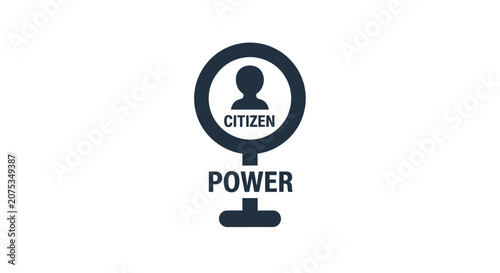 Citizen power concept icon with human silhouette and text label.