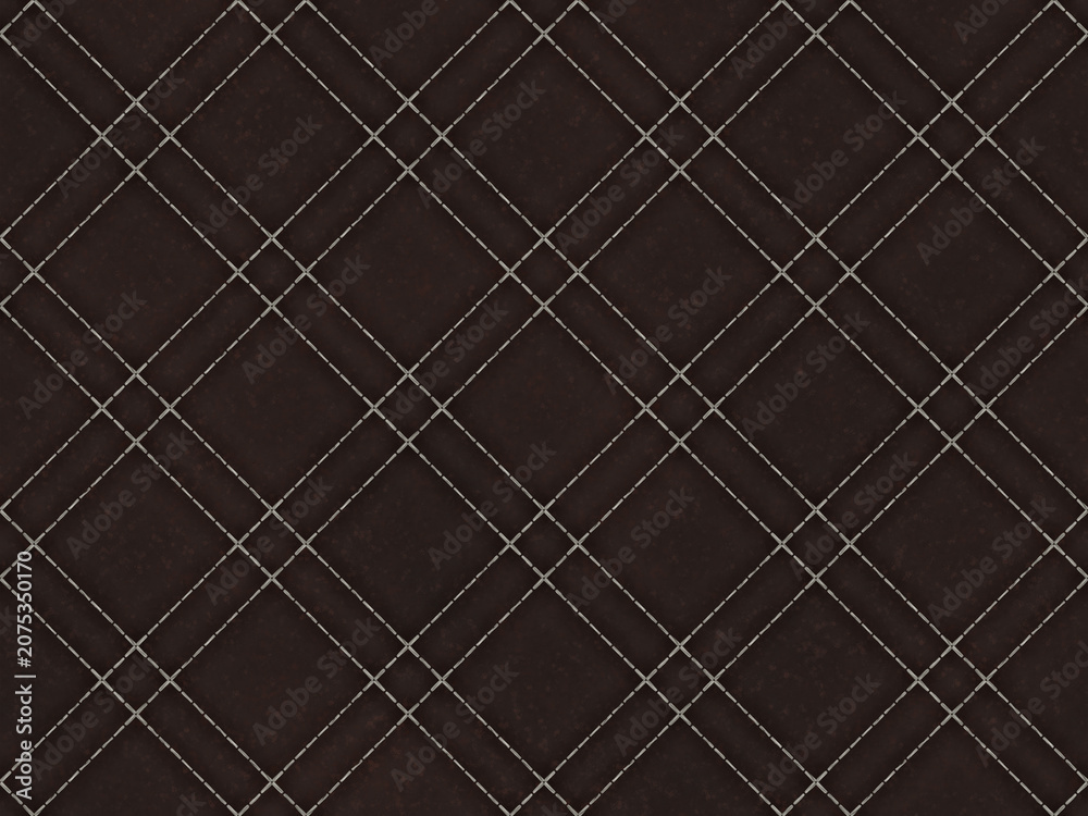 Fototapeta premium Luxury Brown Quilted Leather Seamless Double Diamond Grid Texture Background