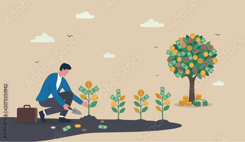 Foto Investing growing pension retirement fund, growing wealth or investment asset co