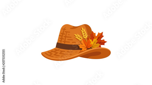 Minimalist Flat Thanksgiving Scarecrow Hat Icon Celebrating Family Gratitude and Harvest Traditions in USA