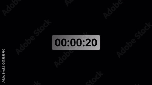 2 minutes countdown 4k animation from 120 seconds to 0 seconds with alpha channel, two minute countdown timer on transparent background, 2 minute digital timer  video in  hours, minutes, seconds