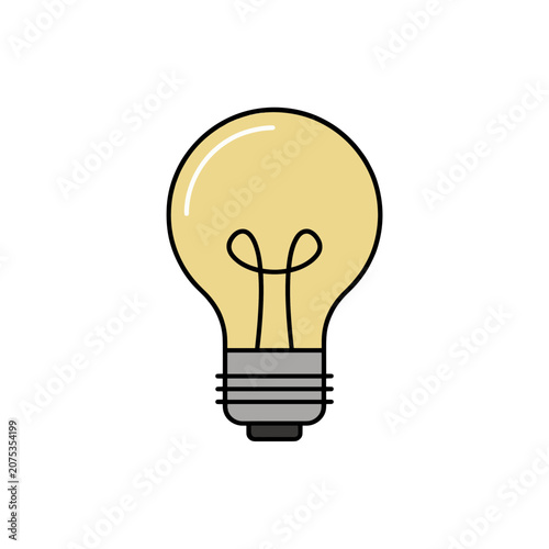 Yellow light bulb icon with filament and base