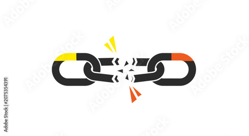 A broken chain link icon representing failure and disconnection.