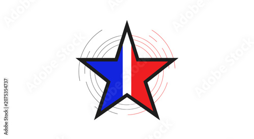 Stylized five pointed star featuring the French national flag colors with circular radiating lines.