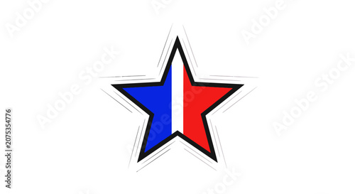 Five pointed star icon featuring the French flag colors.