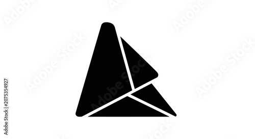 Abstract geometric logo design featuring a stylized triangular mountain shape in black.