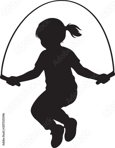 Принти на полотні silhouette of a child skipping rope